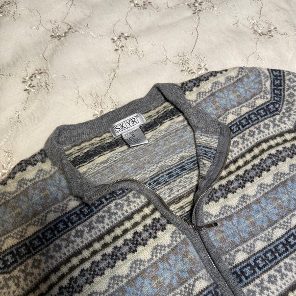 vintage skyr 100% lambswool zip-up fair isle cardigan – size small - Picture 4 of 5